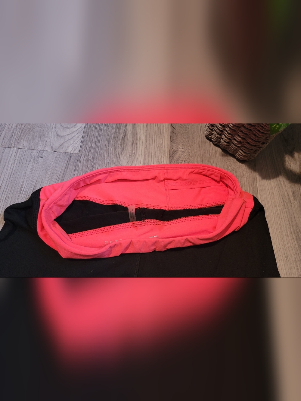 Avia Black & Pink Orange Athletic Running Shorts With Waistband Pocket, Medium - Picture 12 of 13